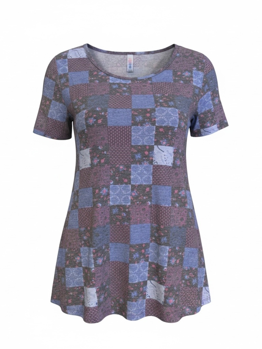 Women's LulaRoe Patchwork Print Tunic Top Short Sleeve Tunic Top Size Small